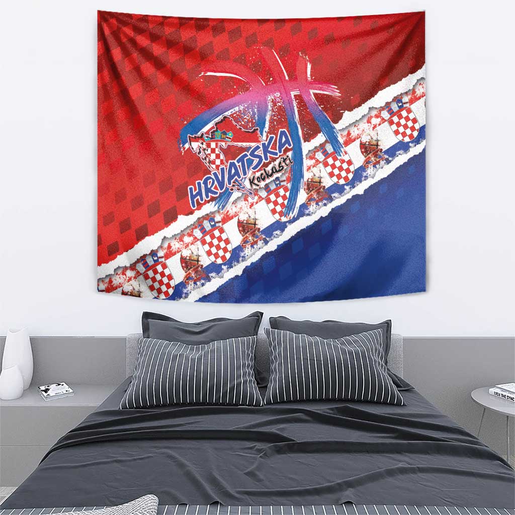 Basketball Fan Jersey Croatian Tapestry Hrvatska-The Chequered Ones - Wonder Print Shop