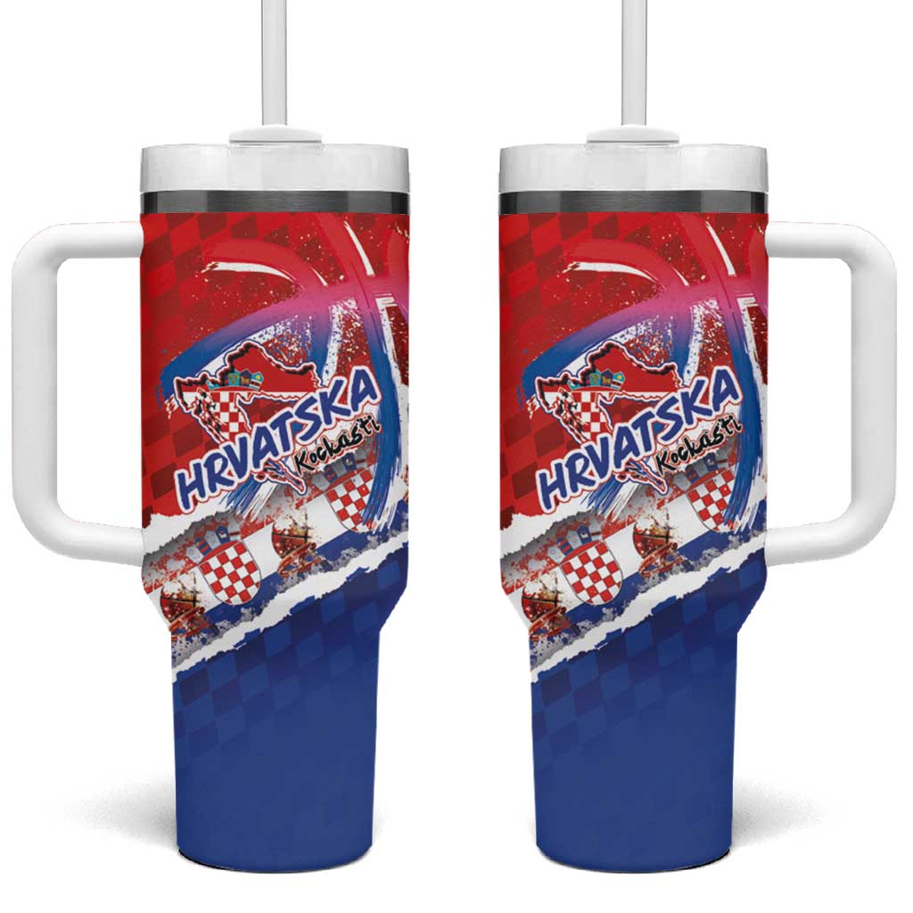 Basketball Fan Jersey Croatian Tumbler With Handle Hrvatska-The Chequered Ones - Wonder Print Shop