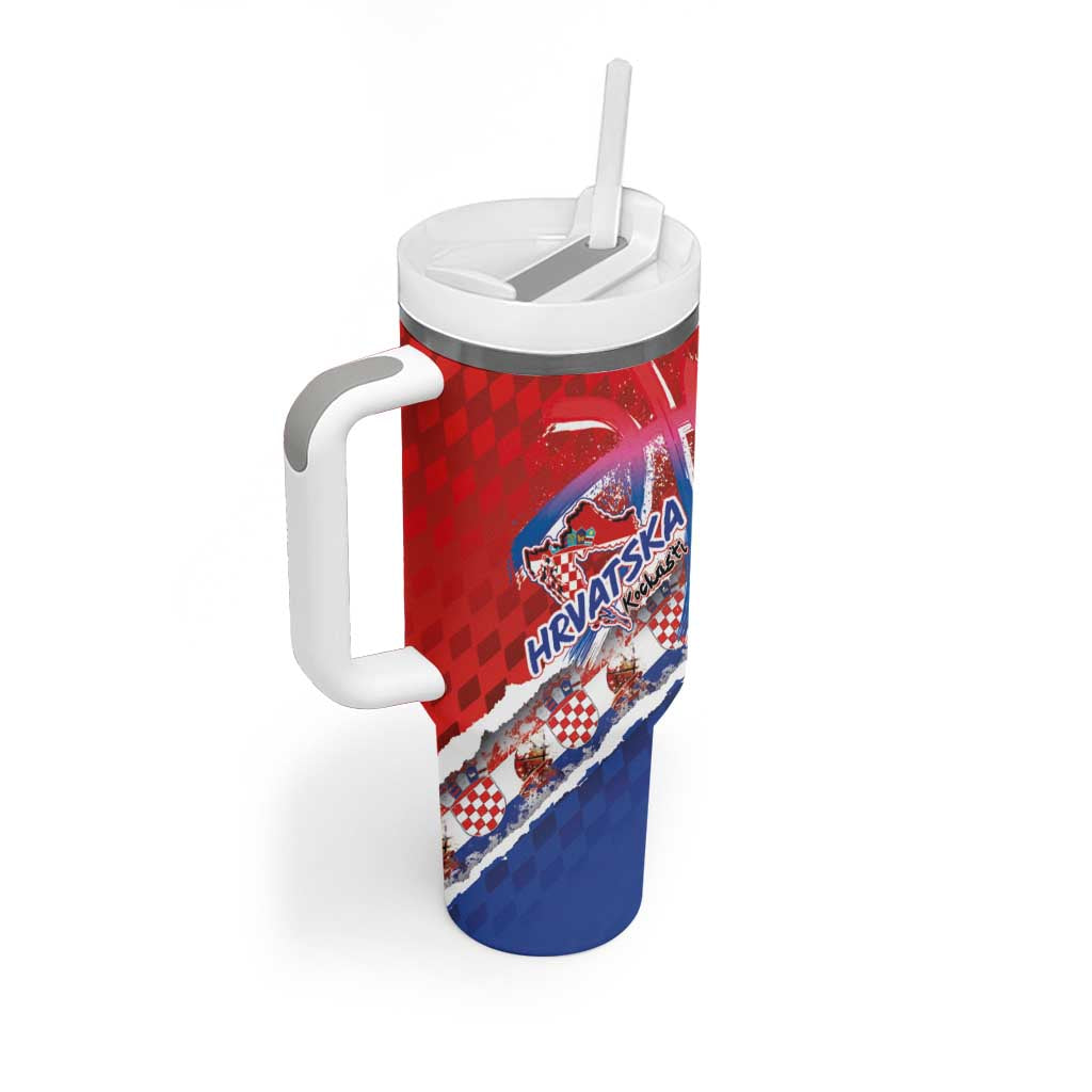 Basketball Fan Jersey Croatian Tumbler With Handle Hrvatska-The Chequered Ones - Wonder Print Shop
