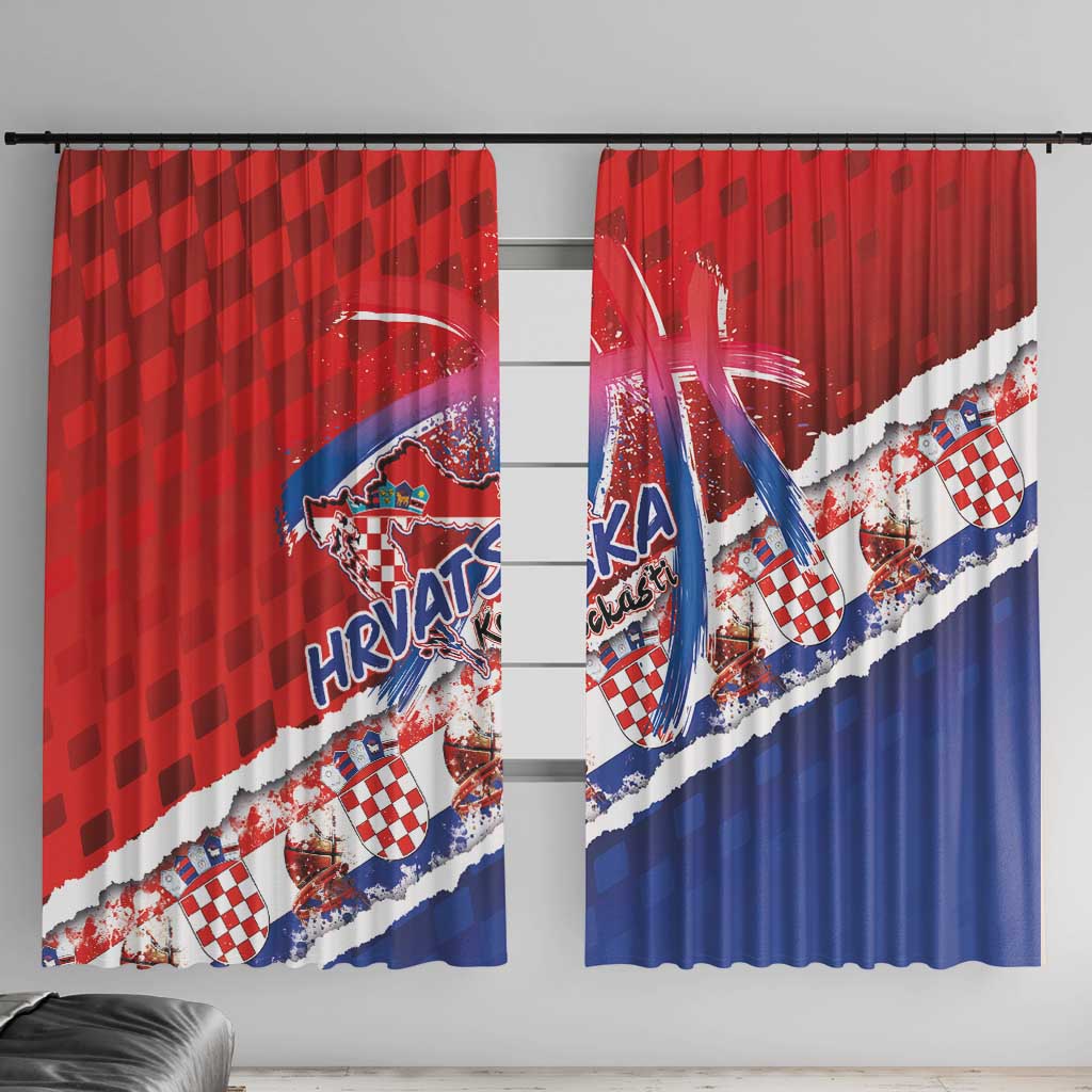 Basketball Fan Jersey Croatian Window Curtain Hrvatska-The Chequered Ones - Wonder Print Shop