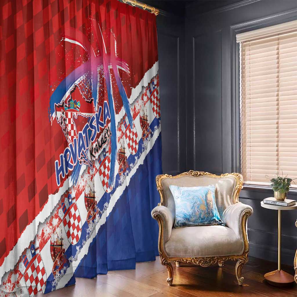 Basketball Fan Jersey Croatian Window Curtain Hrvatska-The Chequered Ones - Wonder Print Shop