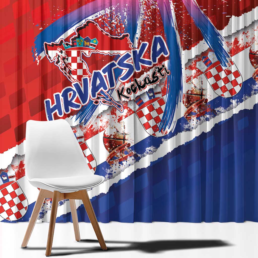 Basketball Fan Jersey Croatian Window Curtain Hrvatska-The Chequered Ones - Wonder Print Shop