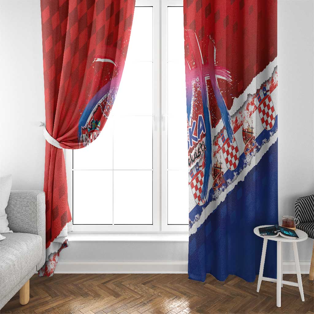 Basketball Fan Jersey Croatian Window Curtain Hrvatska-The Chequered Ones - Wonder Print Shop