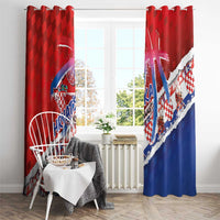 Basketball Fan Jersey Croatian Window Curtain Hrvatska-The Chequered Ones - Wonder Print Shop