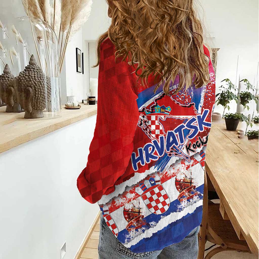 Basketball Fan Jersey Croatian Women Casual Shirt Hrvatska-The Chequered Ones - Wonder Print Shop