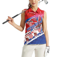 Basketball Fan Jersey Croatian Women Sleeveless Polo Shirt Hrvatska-The Chequered Ones - Wonder Print Shop