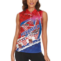 Basketball Fan Jersey Croatian Women Sleeveless Polo Shirt Hrvatska-The Chequered Ones - Wonder Print Shop