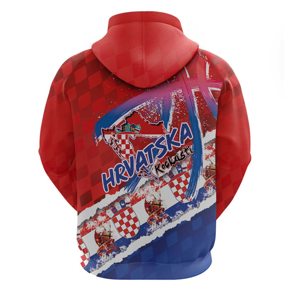 Basketball Fan Jersey Croatian Zip Hoodie Hrvatska-The Chequered Ones - Wonder Print Shop