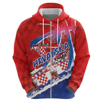 Basketball Fan Jersey Croatian Zip Hoodie Hrvatska-The Chequered Ones - Wonder Print Shop