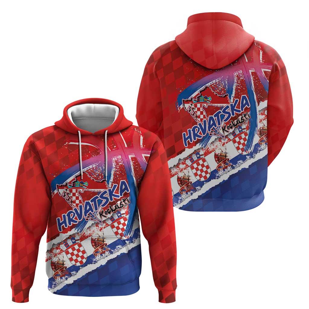 Basketball Fan Jersey Croatian Zip Hoodie Hrvatska-The Chequered Ones - Wonder Print Shop