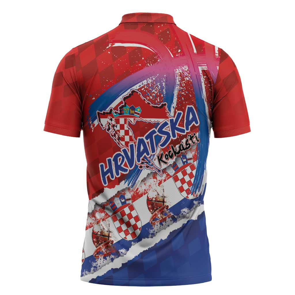Basketball Fan Jersey Croatian Zipper Polo Shirt Hrvatska-The Chequered Ones - Wonder Print Shop