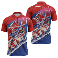 Basketball Fan Jersey Croatian Zipper Polo Shirt Hrvatska-The Chequered Ones - Wonder Print Shop