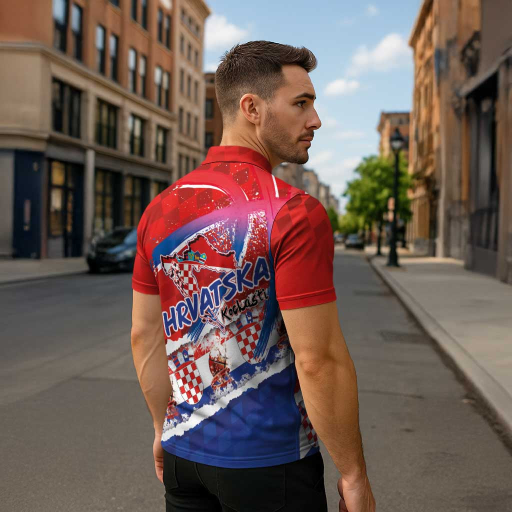 Basketball Fan Jersey Croatian Zipper Polo Shirt Hrvatska-The Chequered Ones - Wonder Print Shop