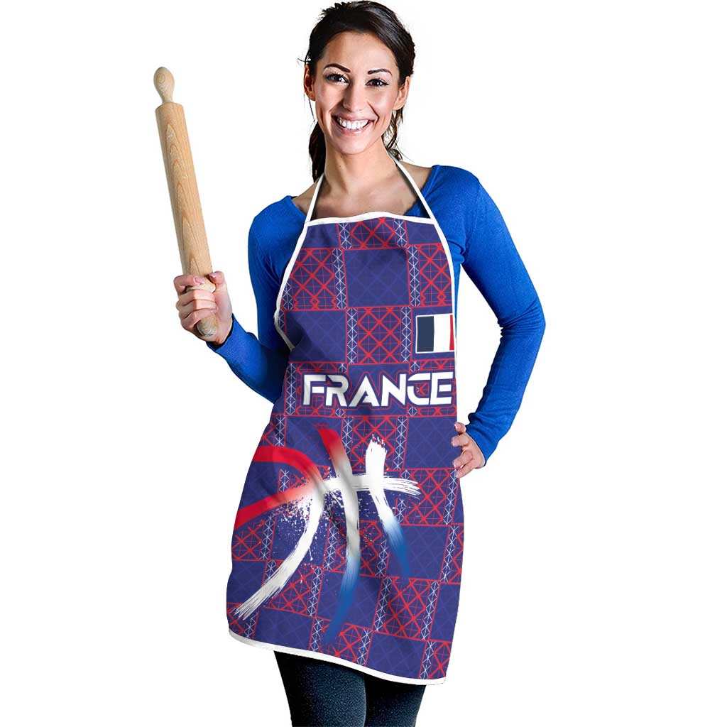 Basketball Fan Jersey French Apron Paris Architectural Heritage Checkered Style - Wonder Print Shop