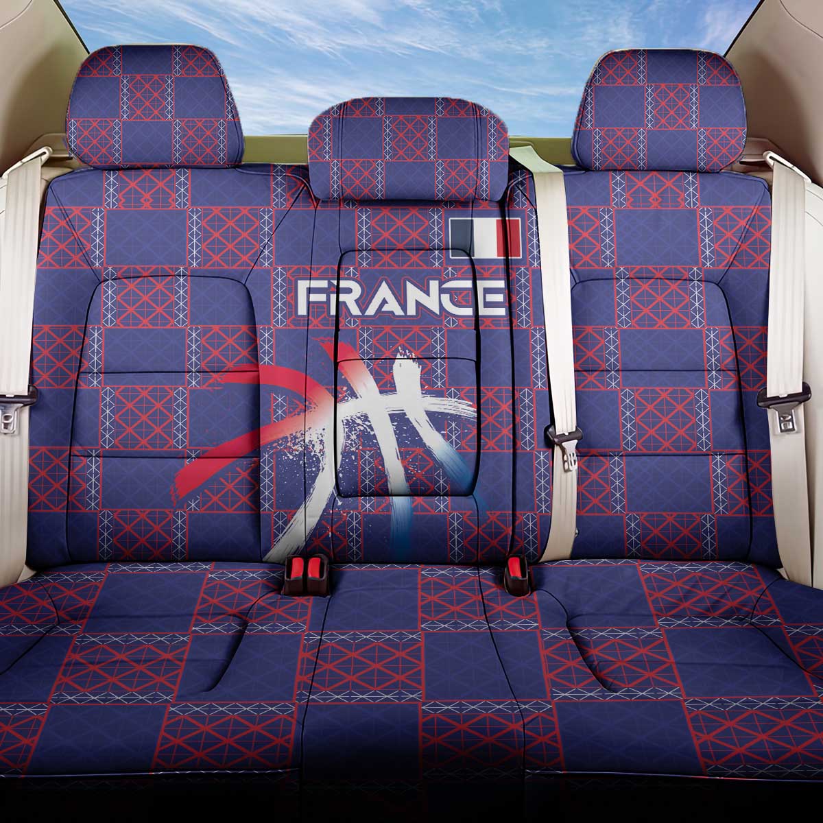 Basketball Fan Jersey French Back Car Seat Cover Paris Architectural Heritage Checkered Style - Wonder Print Shop