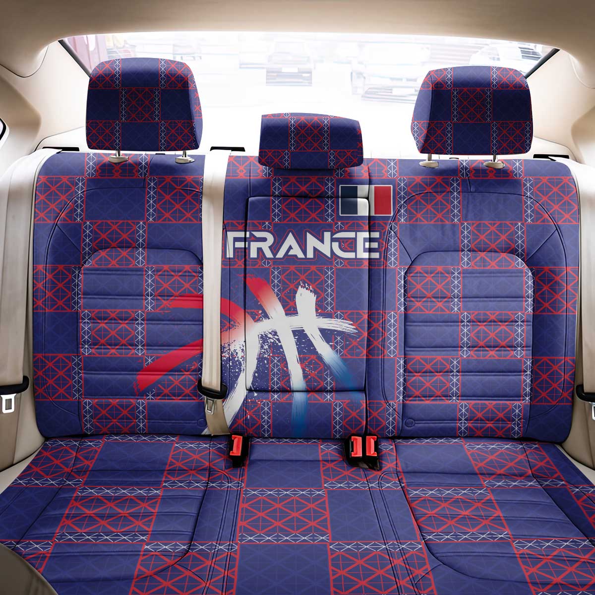 Basketball Fan Jersey French Back Car Seat Cover Paris Architectural Heritage Checkered Style - Wonder Print Shop