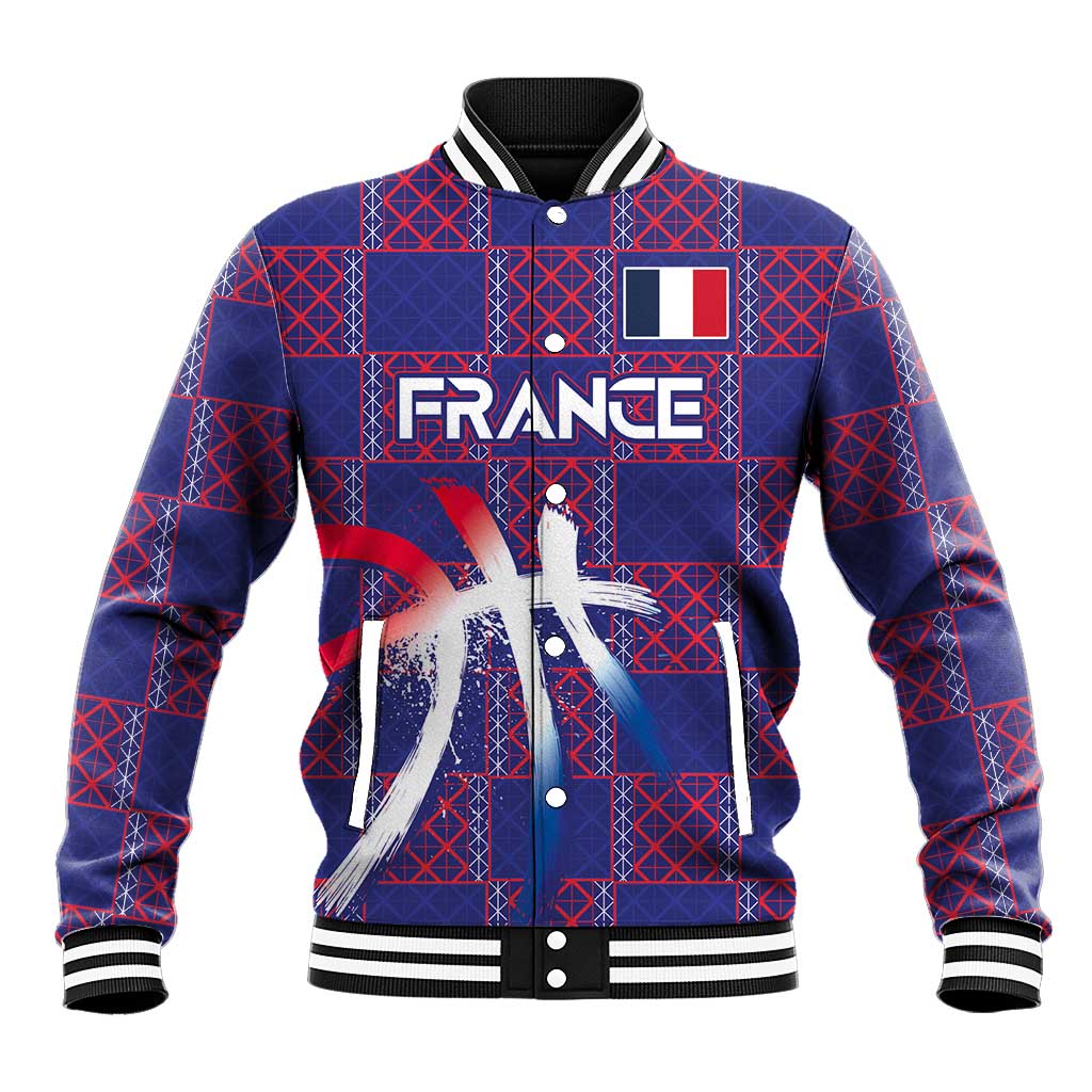 Custom Basketball Fan Jersey French Baseball Jacket Paris Architectural Heritage Checkered Style - Wonder Print Shop