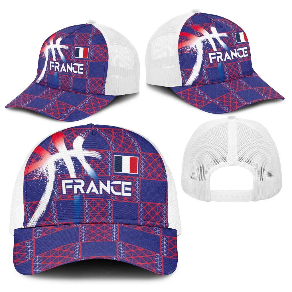 Basketball Fan Jersey French Baseball Net Cap Paris Architectural Heritage Checkered Style - Wonder Print Shop