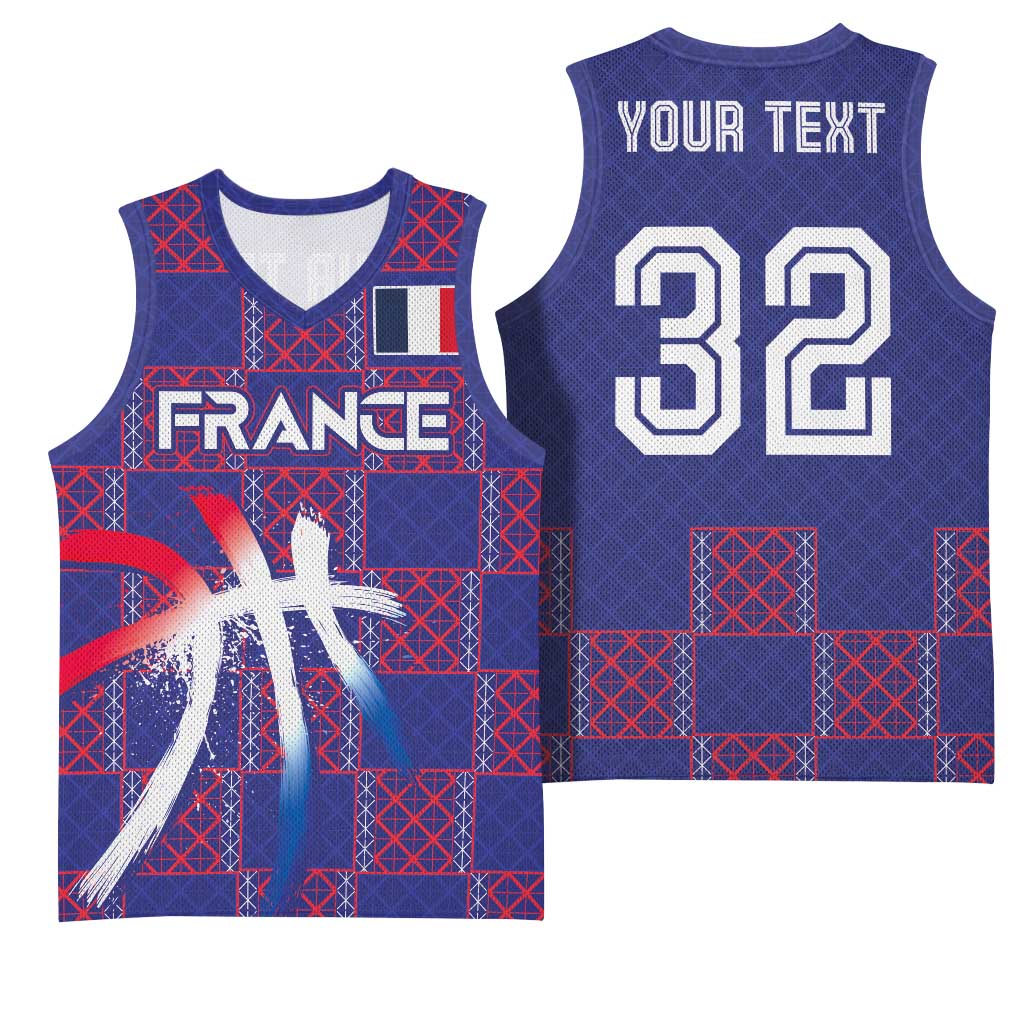 Custom Basketball Fan Jersey French Basketball Jersey Paris Architectural Heritage Checkered Style - Wonder Print Shop