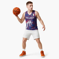 Custom Basketball Fan Jersey French Basketball Jersey Paris Architectural Heritage Checkered Style - Wonder Print Shop