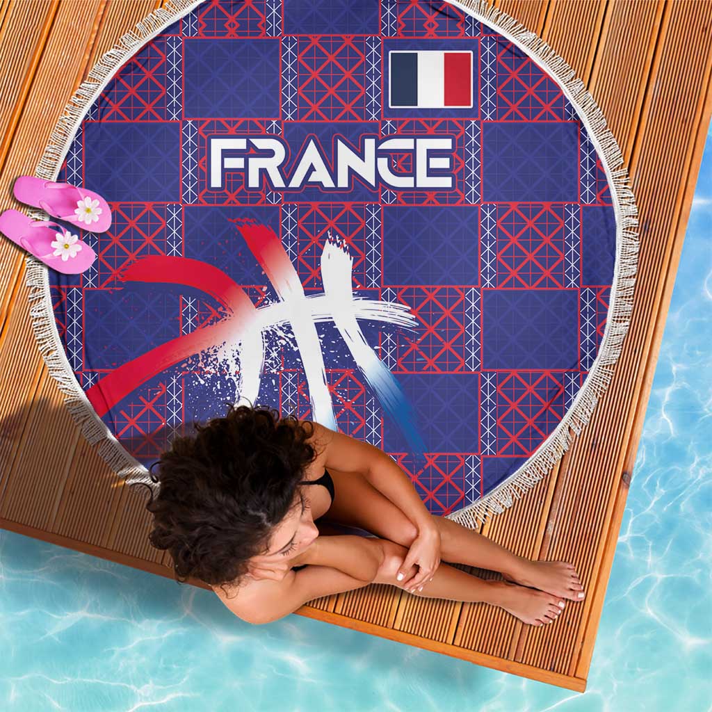 Basketball Fan Jersey French Beach Blanket Paris Architectural Heritage Checkered Style - Wonder Print Shop