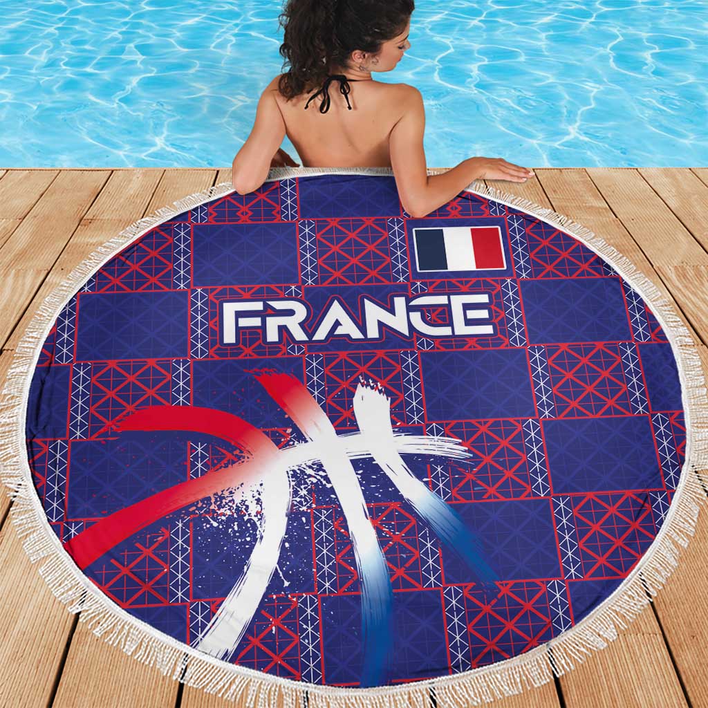 Basketball Fan Jersey French Beach Blanket Paris Architectural Heritage Checkered Style - Wonder Print Shop