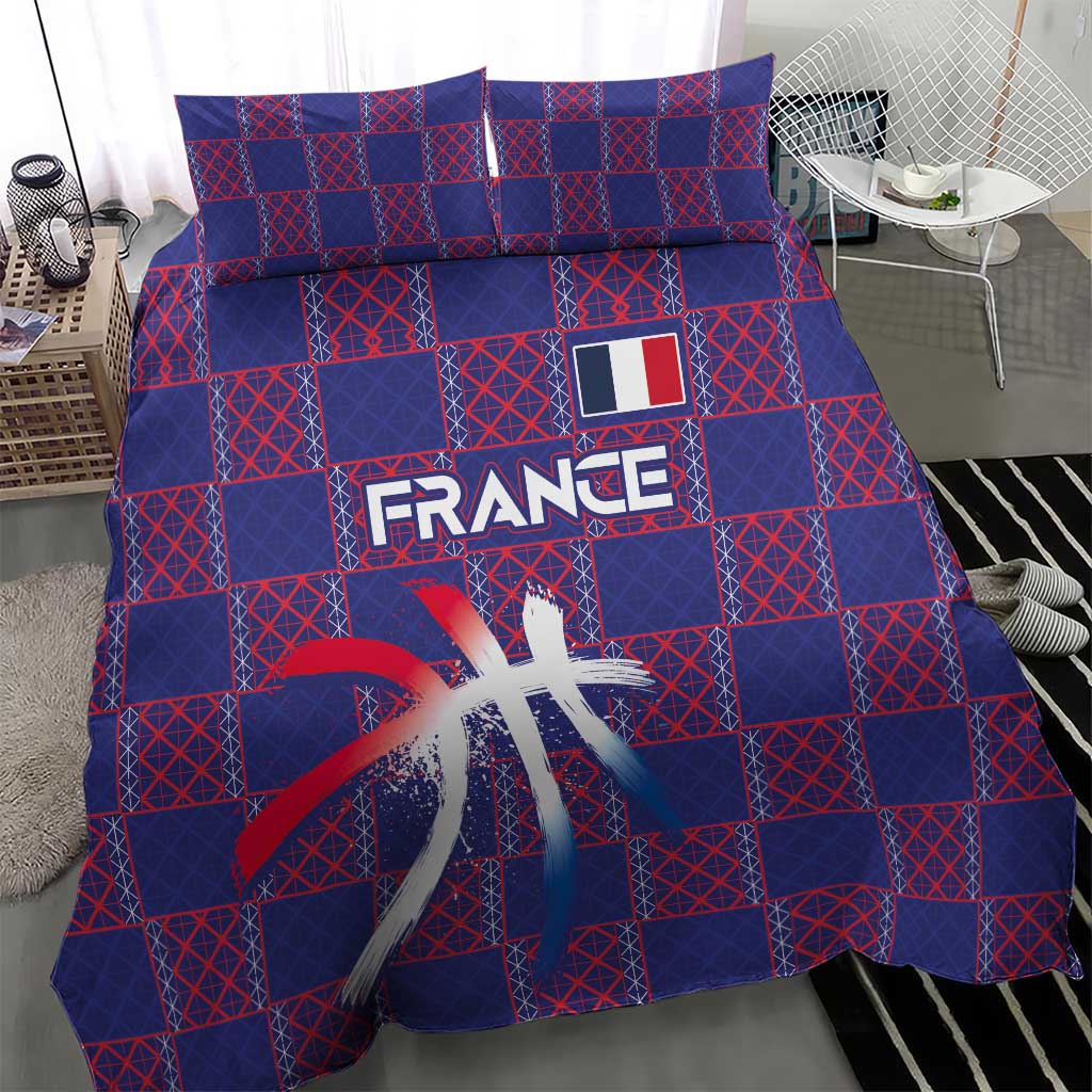 Basketball Fan Jersey French Bedding Set Paris Architectural Heritage Checkered Style - Wonder Print Shop
