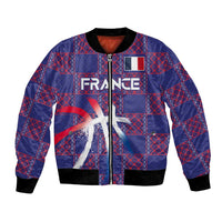 Custom Basketball Fan Jersey French Bomber Jacket Paris Architectural Heritage Checkered Style - Wonder Print Shop