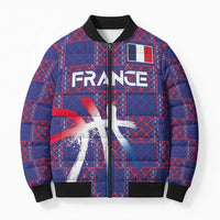 Custom Basketball Fan Jersey French Bomber Puffer Jacket Paris Architectural Heritage Checkered Style - Wonder Print Shop