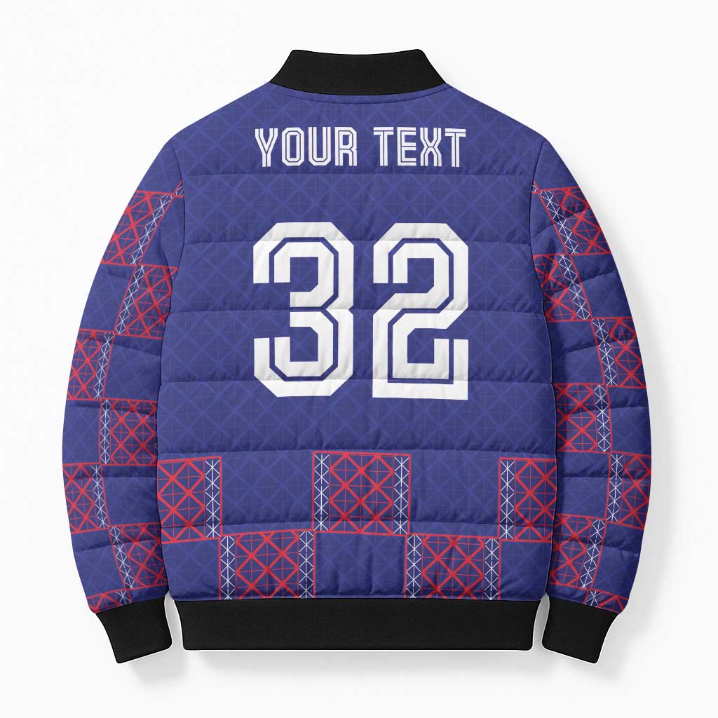 Custom Basketball Fan Jersey French Bomber Puffer Jacket Paris Architectural Heritage Checkered Style - Wonder Print Shop