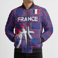 Custom Basketball Fan Jersey French Bomber Puffer Jacket Paris Architectural Heritage Checkered Style - Wonder Print Shop