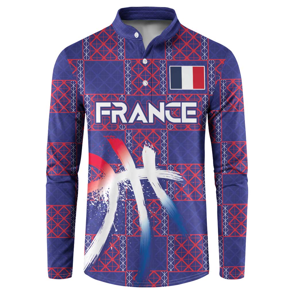 Custom Basketball Fan Jersey French Button Sweatshirt Paris Architectural Heritage Checkered Style - Wonder Print Shop