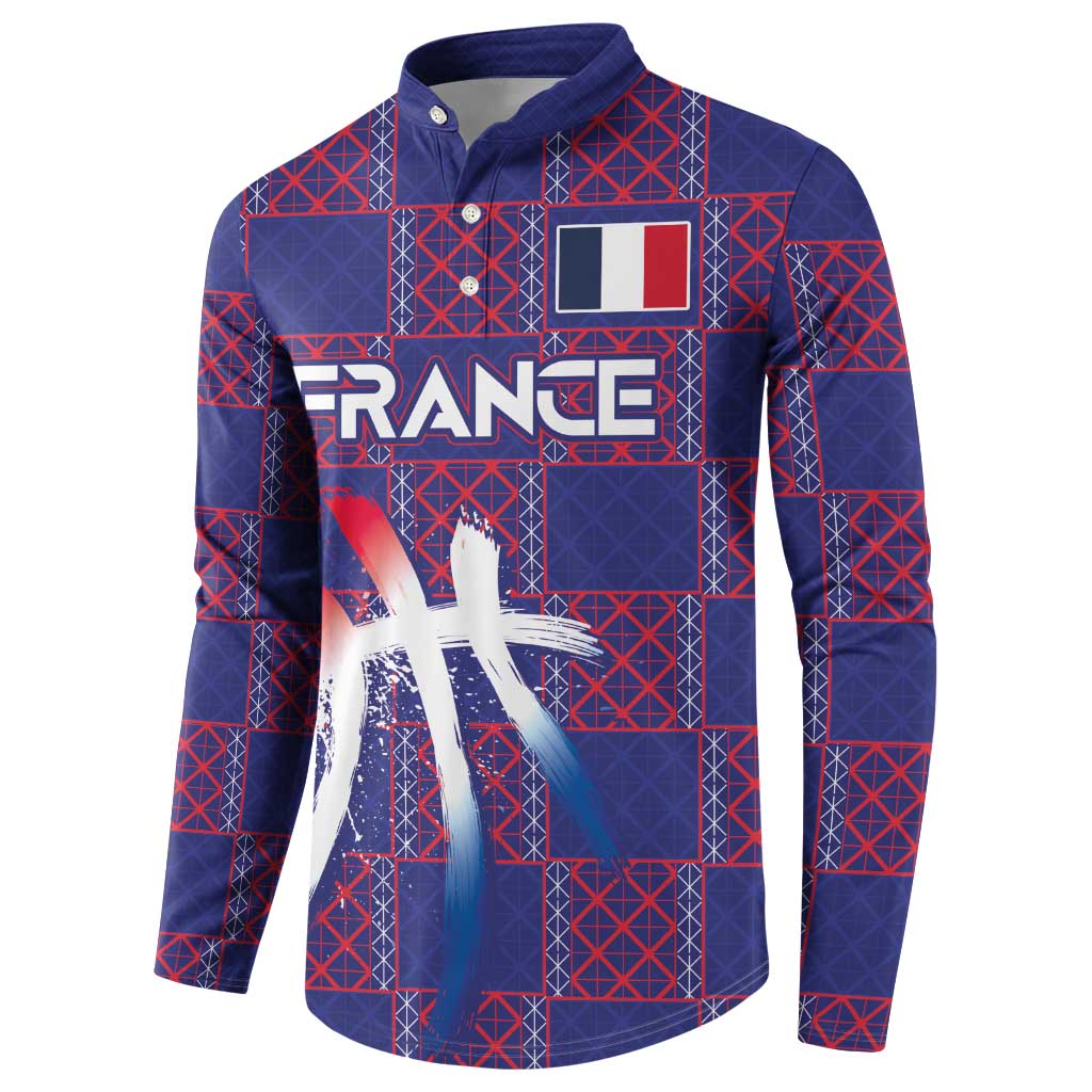 Custom Basketball Fan Jersey French Button Sweatshirt Paris Architectural Heritage Checkered Style - Wonder Print Shop