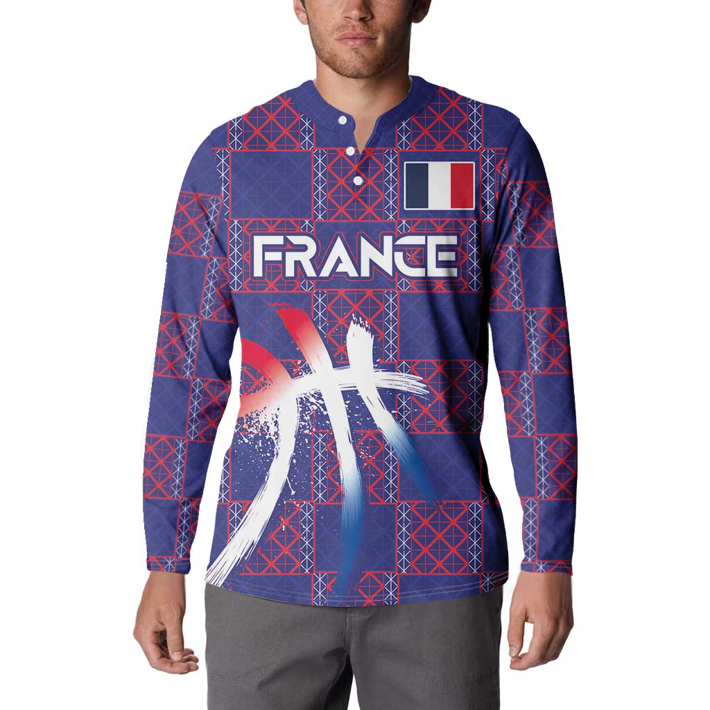 Custom Basketball Fan Jersey French Button Sweatshirt Paris Architectural Heritage Checkered Style - Wonder Print Shop