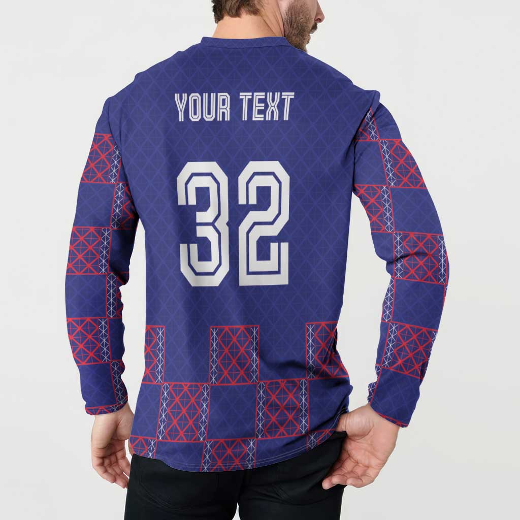 Custom Basketball Fan Jersey French Button Sweatshirt Paris Architectural Heritage Checkered Style - Wonder Print Shop