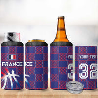 Custom Basketball Fan Jersey French 4 in 1 Can Cooler Tumbler Paris Architectural Heritage Checkered Style - Wonder Print Shop