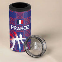 Custom Basketball Fan Jersey French 4 in 1 Can Cooler Tumbler Paris Architectural Heritage Checkered Style - Wonder Print Shop