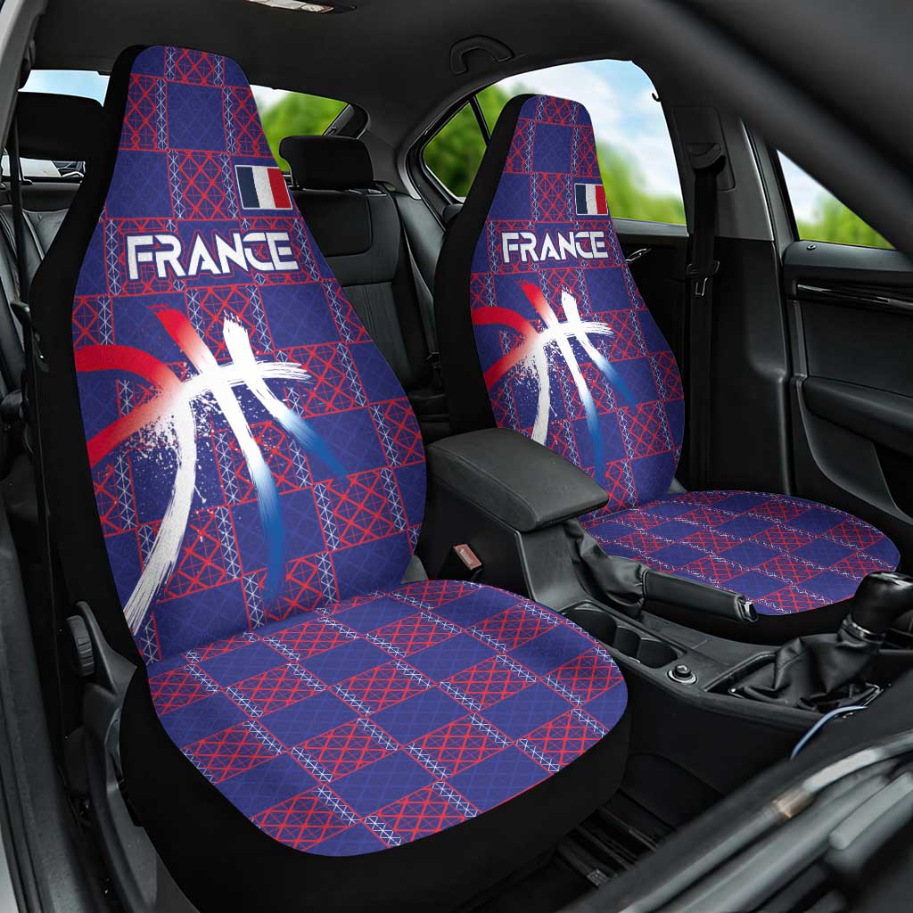 Basketball Fan Jersey French Car Seat Cover Paris Architectural Heritage Checkered Style - Wonder Print Shop