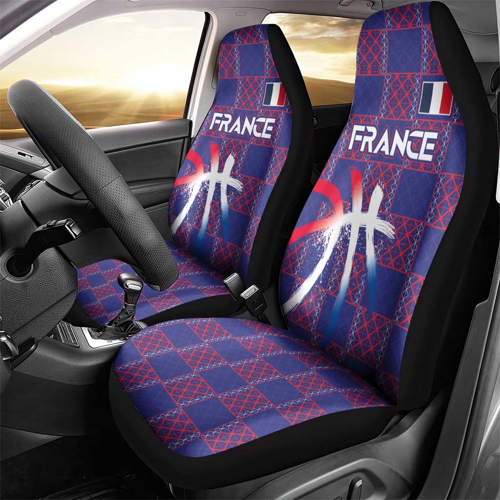 Basketball Fan Jersey French Car Seat Cover Paris Architectural Heritage Checkered Style - Wonder Print Shop