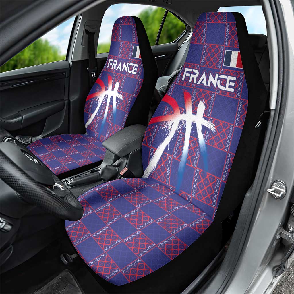 Basketball Fan Jersey French Car Seat Cover Paris Architectural Heritage Checkered Style - Wonder Print Shop