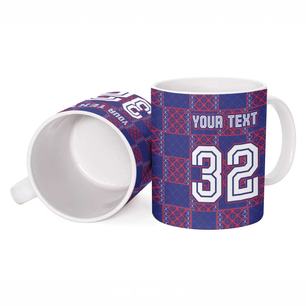 Custom Basketball Fan Jersey French Ceramic Mug Paris Architectural Heritage Checkered Style - Wonder Print Shop