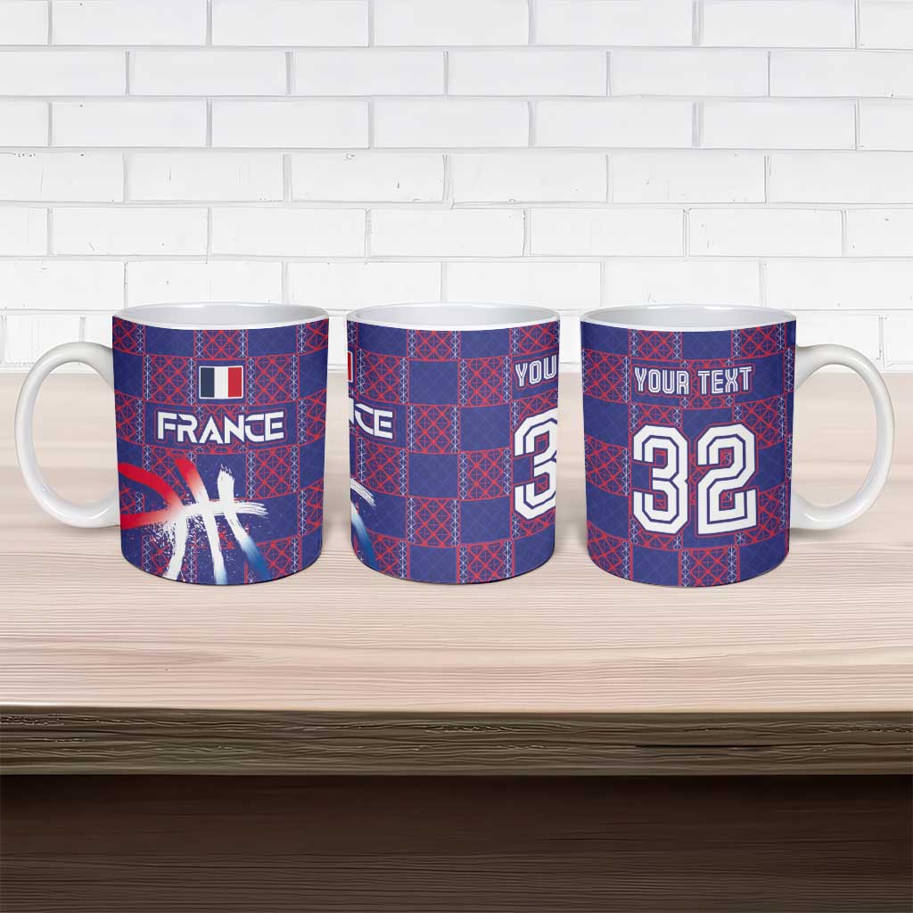 Custom Basketball Fan Jersey French Ceramic Mug Paris Architectural Heritage Checkered Style - Wonder Print Shop