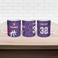 Custom Basketball Fan Jersey French Ceramic Mug Paris Architectural Heritage Checkered Style - Wonder Print Shop