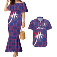 Custom Basketball Fan Jersey French Couples Matching Mermaid Dress and Hawaiian Shirt Paris Architectural Heritage Checkered Style - Wonder Print Shop