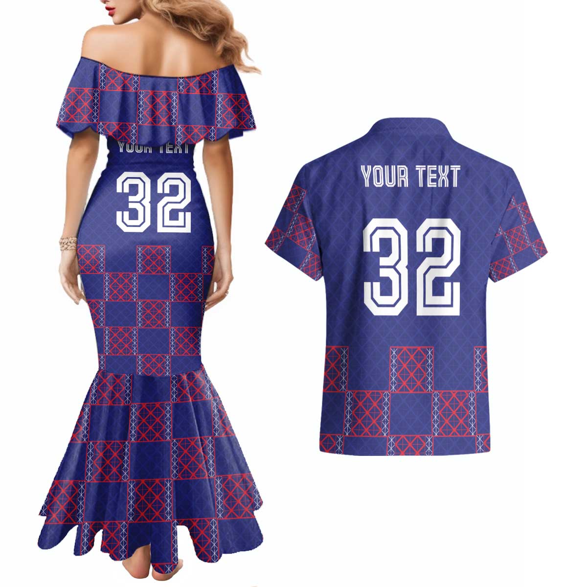 Custom Basketball Fan Jersey French Couples Matching Mermaid Dress and Hawaiian Shirt Paris Architectural Heritage Checkered Style - Wonder Print Shop