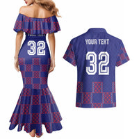 Custom Basketball Fan Jersey French Couples Matching Mermaid Dress and Hawaiian Shirt Paris Architectural Heritage Checkered Style - Wonder Print Shop