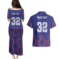 Custom Basketball Fan Jersey French Couples Matching Puletasi and Hawaiian Shirt Paris Architectural Heritage Checkered Style - Wonder Print Shop