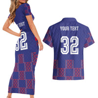 Custom Basketball Fan Jersey French Couples Matching Short Sleeve Bodycon Dress and Hawaiian Shirt Paris Architectural Heritage Checkered Style - Wonder Print Shop