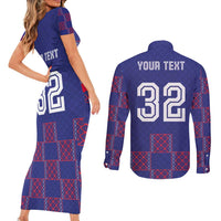 Custom Basketball Fan Jersey French Couples Matching Short Sleeve Bodycon Dress and Long Sleeve Button Shirt Paris Architectural Heritage Checkered Style - Wonder Print Shop