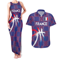 Custom Basketball Fan Jersey French Couples Matching Tank Maxi Dress and Hawaiian Shirt Paris Architectural Heritage Checkered Style - Wonder Print Shop